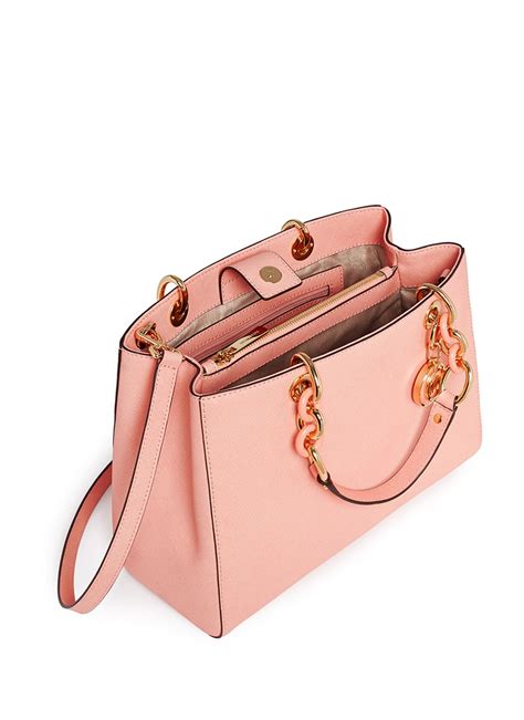 michael kors cynthia medium leather satchel soft pink